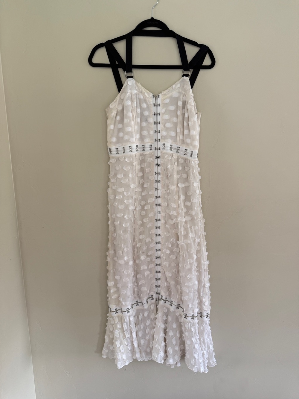 Proenza Schouler White Textured Midi Dress with Appliqué Detail